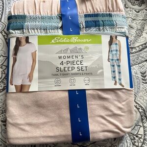Eddie Bauer Women's 4-Piece Sleep Set - Pink and Blue Plaid